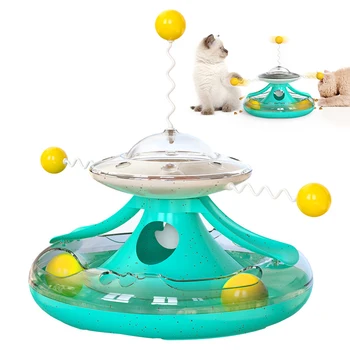 Cat Roller Toy 2-слойная забавная игрушка Cat Ball Track с игрушкой для раздачи угощений Поворотный столик Cat Toy Tower Интерактивная игрушка для кошек