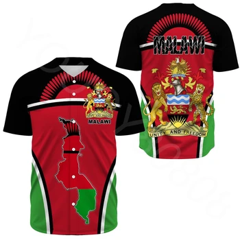2023 Африканский регион Страна Унисекс Бейсбольная одежда-футболка Куртка с коротким рукавом Малави Активный флаг Бейсбол