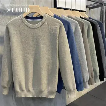 корейский мужской пуловер свитер осень-зима новый мужской модный повседневный свободный толстый трикотажный уличный трикотаж с о-образным вырезом