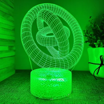 3D кольцевой ночник Светодиодная иллюзионная лампа Прикроватная настольная настольная лампа, Nighdn 7 Изменение цвета USB Акриловые лампы с домашним декором Подарок