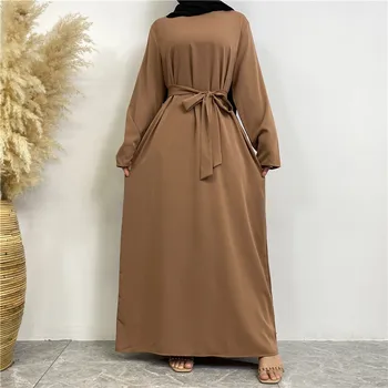 Hot Selle Простой стиль Марокканские платья Кафтан Турция Однотонный Залив Абайя Исламские женщины Длинное платье Мусульманский саудовский халат Рамадан