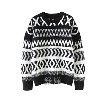 Геометрический зимний толстый 100% кашемировый свитер женский теплый мягкий пуловер в английском стиле свитер Mujer Sueter Mujer