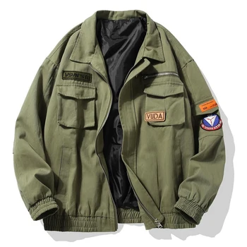 Мужская американская куртка в военном стиле Модный бренд Свободный повседневный пилот с несколькими карманами Бейсбольная форма Утолщенная куртка большого размера