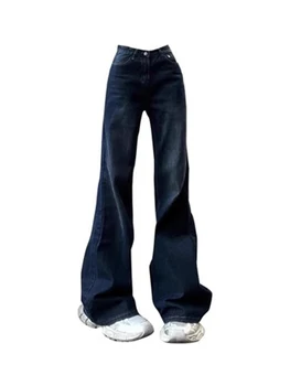 Kpop Джинсовые широкие брюки с низкой талией Корейская мода Расклешенные джинсы полной длины Тонкие повседневные брюки Ретро Колокольчик Низ 90-х годов Gyaru