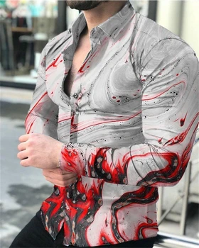 Мужская рубашка Винтаж Цветочный 3D-принт Гавайская повседневная рубашка на пуговицах Приталенный крой с длинным рукавом Пляжная уличная одежда Мужская одежда