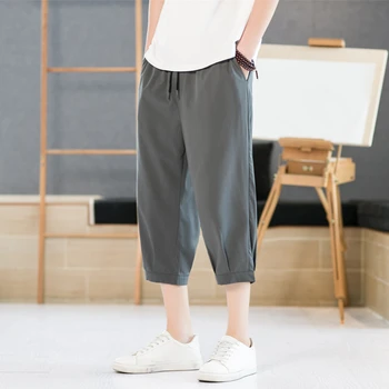 2023 Летние новые мужские укороченные брюки Мужские шорты Ice Silk Trend Прямые спортивные повседневные брюки большого размера