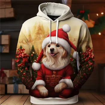 Животные Мужская толстовка с капюшоном 3D Dog&Cat Print Свободная спортивная одежда оверсайз Осень и зима Топы с длинными рукавами Высококачественная мужская одежда