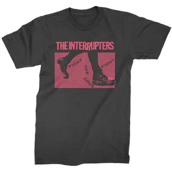 Аутентичный THE INTERRUPTERS Ботинки Приталенная футболка Винтажный черный S-XL NEW с длинным рукавом