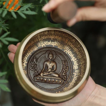 Тибетская поющая чаша Будда ручной работы Тибетская чаша Ритуальная музыкальная терапия Медный колокольчик для исцеления чакр Йога Релаксация