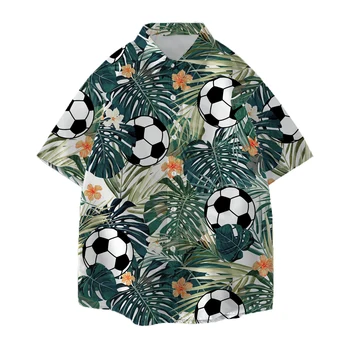 Jumeast Awesome Soccer Гавайские рубашки Aloha для мужчин 3D-печать Пальма Пляж Цветок Женщины Блузка Унисекс Мешковатая одежда Футбол