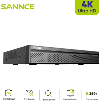 SANNCE 4K 8-канальная система видеонаблюдения H.265 + PoE Network Video Security, поддерживаемая запись звука CCTV Video Surveillance NVR System