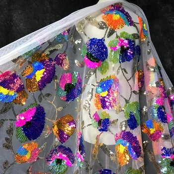 LASUI 2021 НОВИНКА блестящий цвет прозрачный кластер пайеток цветок блестящее сетчатое платье высокого класса на заказ дизайнерская ткань X0750