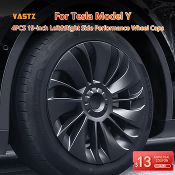 VASTZ 4 шт. Крышки ступиц колес для Tesla Model Y 19 дюймов 2018-2024 гг. Замена Auto Performance Hubcap Full Rim Cover Аксессуары