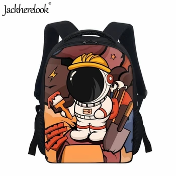 Jackherelook Cartoon Spaceman Design Школьная сумка для детей в детском саду 12-дюймовые книжные сумки Детский новый практичный рюкзак для путешествий
