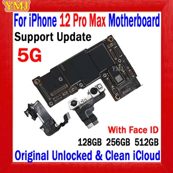 128 ГБ 256 ГБ 512 ГБ Материнская плата 100% протестирована на работу с материнской платой IPhone 12 Pro Max с/без Face ID Материнская плата Чистая пластина ICloud