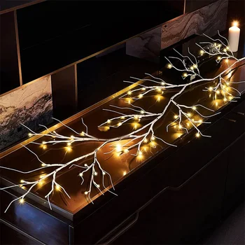  Светодиодный белый березовый гирлянда 7,3 фута 48 светодиодный рождественский светильник с ветками на батарейках для дома Backgoud Wall Спальня Декор