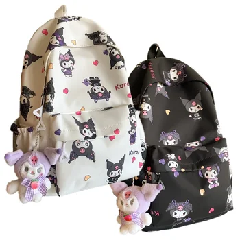 Sanrio Японская школьная сумка для девочек Аниме Kuromi Рюкзак ученика младшей средней школы Рюкзаки с принтом высокой емкости Дорожные сумки