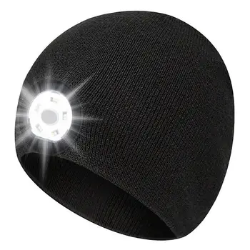  Шапочка со светодиодной подсветкой Шапочка унисекс Светодиодная вязаная шапочка с налобным фонариком USB Перезаряжаемый фонарик Светодиодные шапки Вязаная шапка Рыбацкая шапка